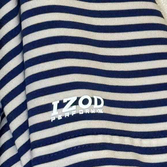 IZOD PerformX Golf Blue White Striped Polo Shirt Size L Performance - Picture 3 of 6